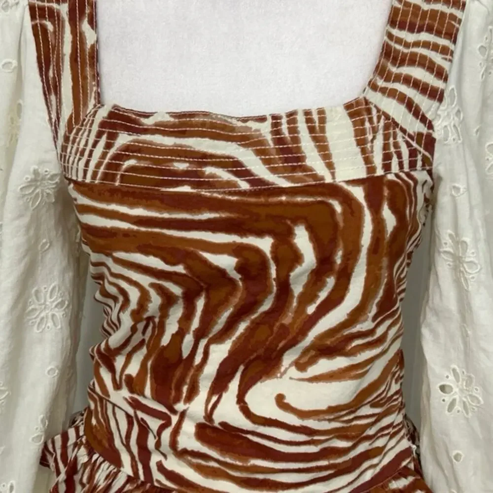 Anthropologie Love The Label Puff Sleeve Eyelet Smocked Top XS Boho Cottage